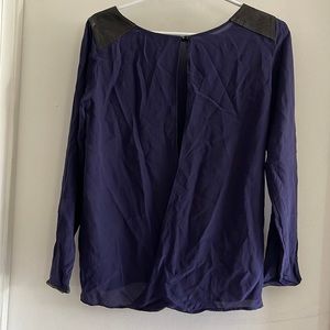 Club Monaco silk and leather open-back blouse